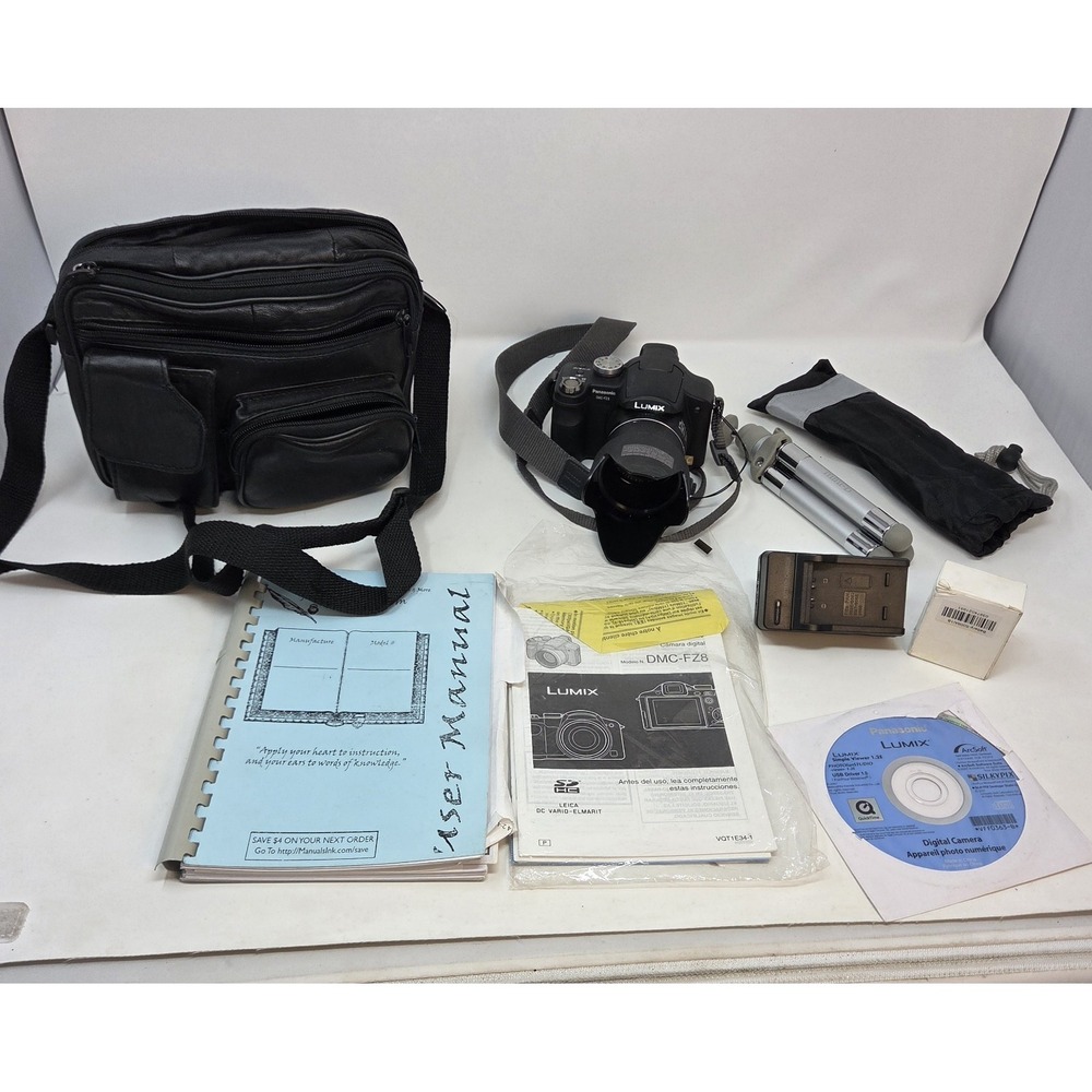 Panasonic Lumix DMC-FZ8 7.2MP Digital Camera 12x Zoom Bag Tripod Tested Working